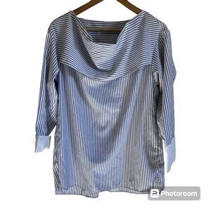 Copiner‎ women’s blouse medium blue white stripes